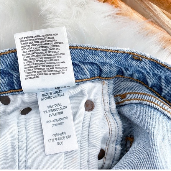 AGOLDE Nico High-Rise Skinny Jeans Distressed Light Indigo Raw Hem Button Fly 23 - Picture 11 of 15